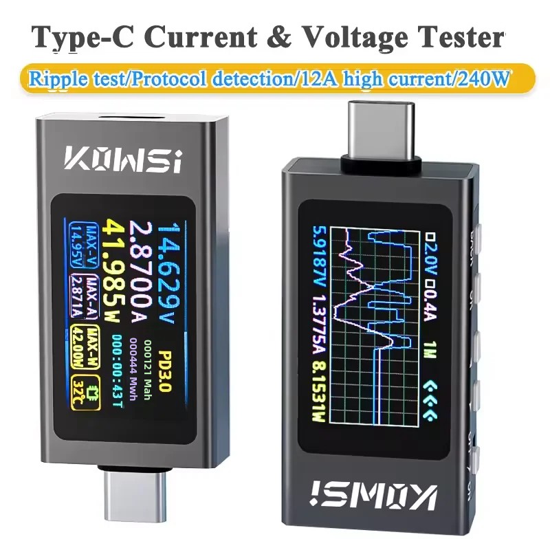 Usb Ammeter Tester - KWS-X1 Type-C 전류 및 전압 모니터