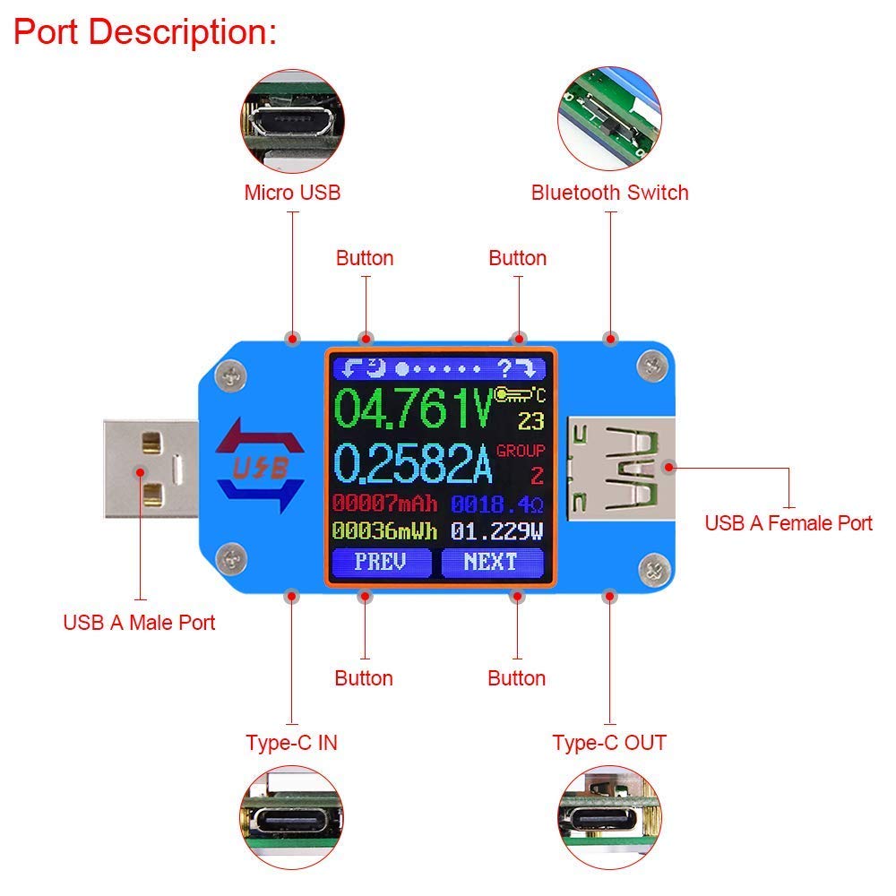 Usb Ammeter Tester - UM25 UM25C 전압 및 전류 측정기