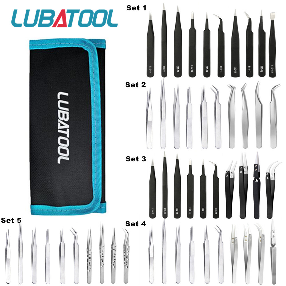 10개 세트 핀셋 세트 가방 스테인리스 스틸 정전기 방 - Electronics Repair Tool Kit 리뷰 및 가격